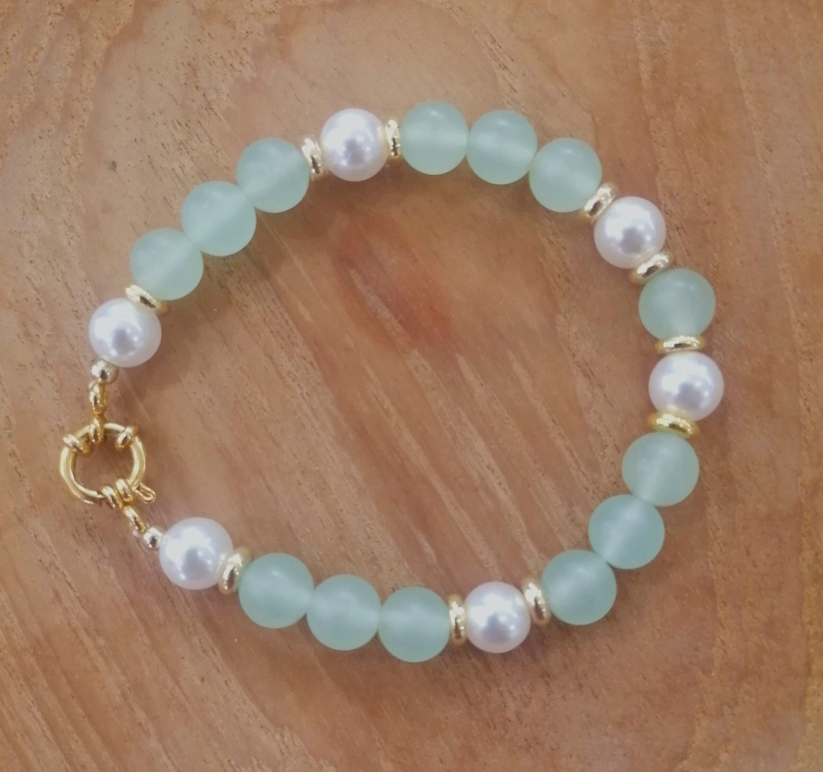 Bracelet pierre de Jade -perles d'eau douce