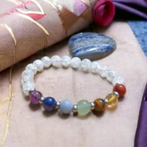 Bracelet 7 Chakras Cristal de Roche craquelé
