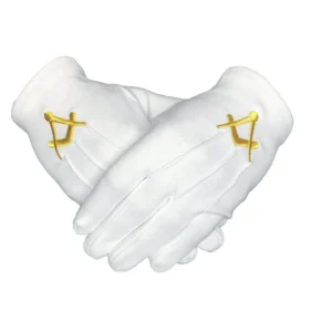 GANTS BLANCS Equerre &compas doré 3 griffes