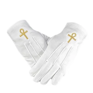 GANTS BLANC CROIX ANKH Doré 3 Griffes