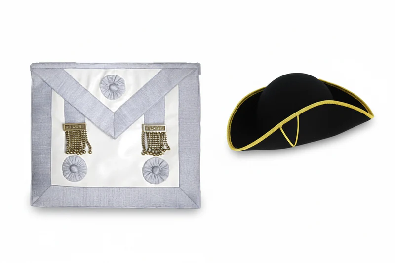 Pack Maître. Tablier 3 Rosettes/Pendeloques + Tricorne - Régime Écossais Rectifié (RER)
