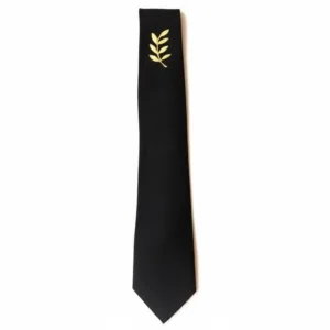 Cravate Maçonnique Noire avec symbole Acacia Or ✓ Compatible tous rites