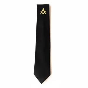 Cravate Maçonnique Noire – Équerre / Compas Or – Satin Élégant – Finition Classique