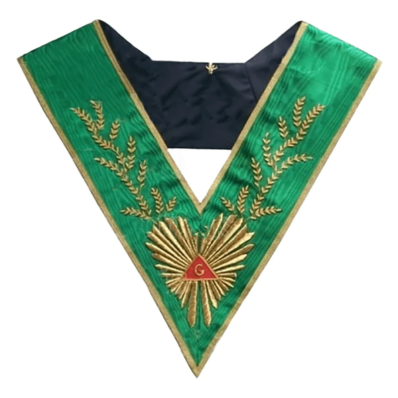Sautoir Vénérable Maître Acacia. Soie Naturelle - Rite de Cerneau