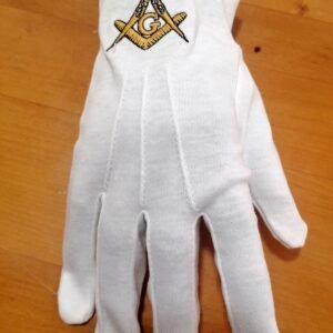 GANTS BLANCS  Équerre Compas « G » Dorés