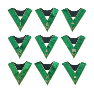 Pack 9 Sautoirs Officiers brodés. Soie Naturelle - Rite de Cerneau