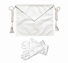 Tablier Apprenti. Houppes. Simili cuir. 36x31cm + 1 paire de gants offerte - Rite d’York