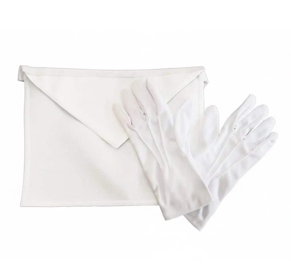 Pack Tablier Apprenti/Compagnon + 1 Paire de gants. Simili cuir - Rite de Cerneau