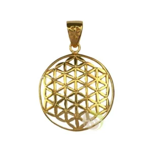 Pendentif Fleur de vie doré avec chaîne
